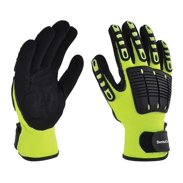GUANTE DE POLIESTER FLUORESCENTE, PVC Y NITRILO DERMACARE