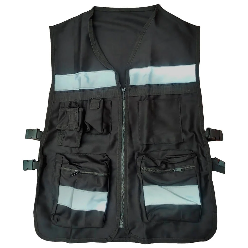 CHALECO BRIGADISTA NEGRO REFLEJANTE