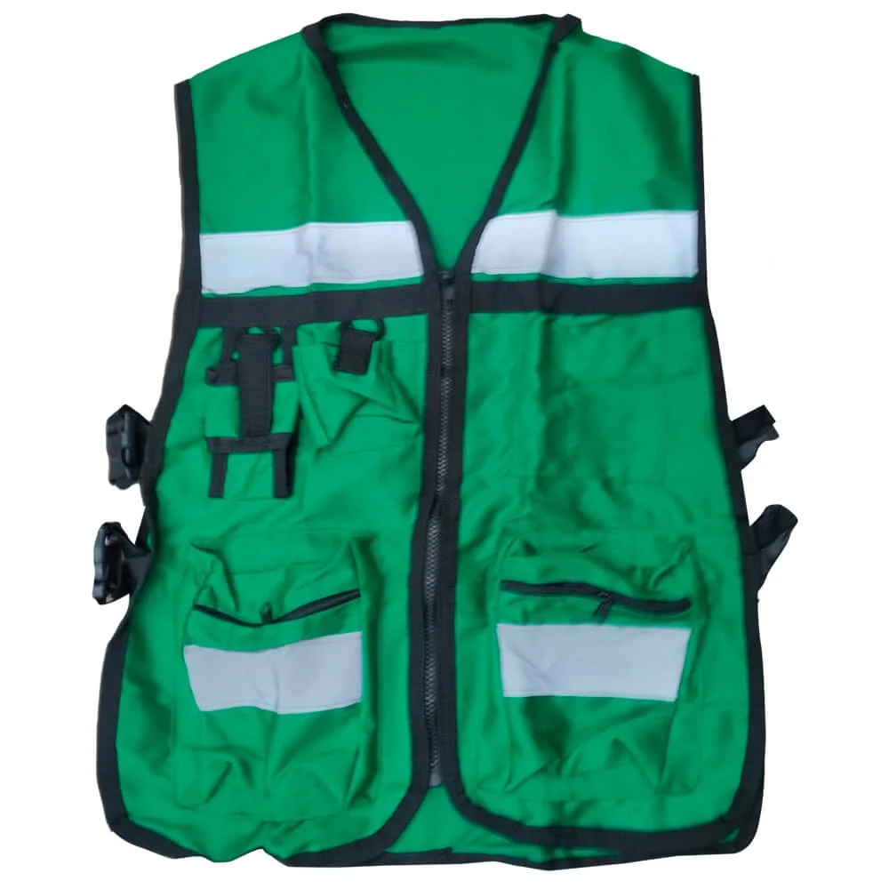 CHALECO BRIGADISTA VERDE BANDERA REFLEJANTE
